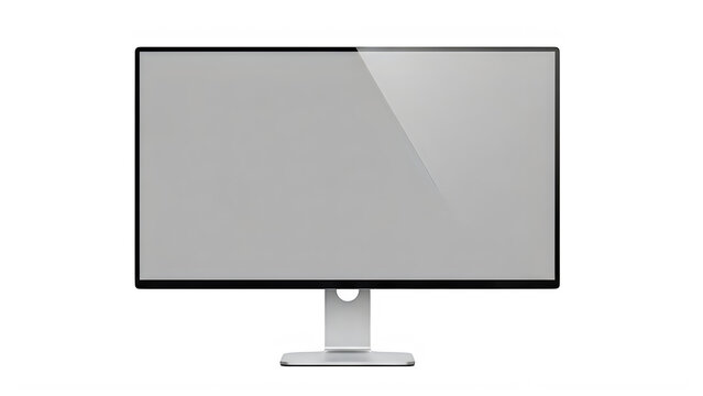 A computer monitor with a silver frame and stand