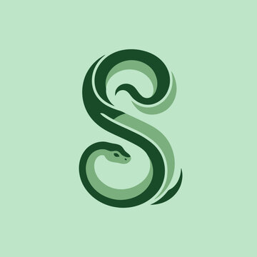 A green snake forms the letter S on a mint background