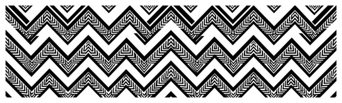 zigzag chevron geometric border pattern with diagonal lines in ethnic tribal style