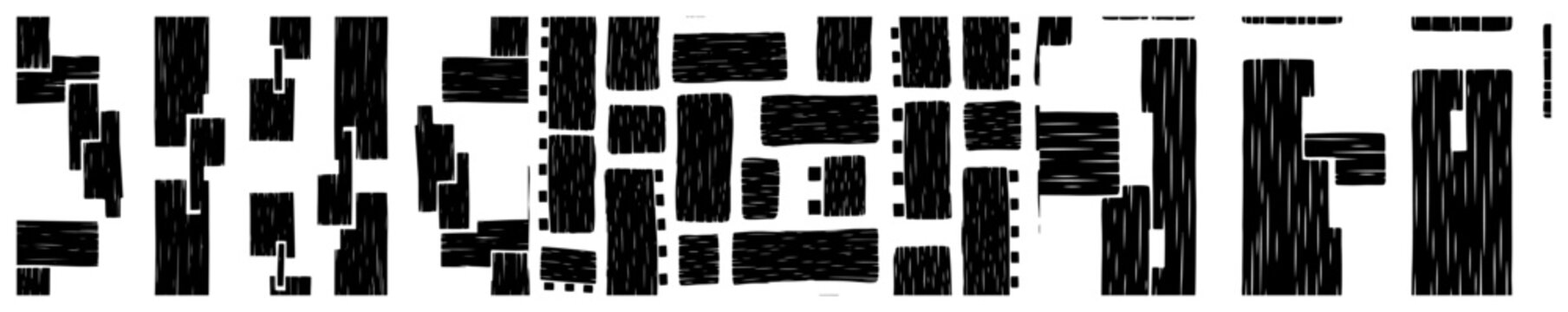 Wooden planks and textured rectangular blocks in a horizontal pattern in black and white rustic style