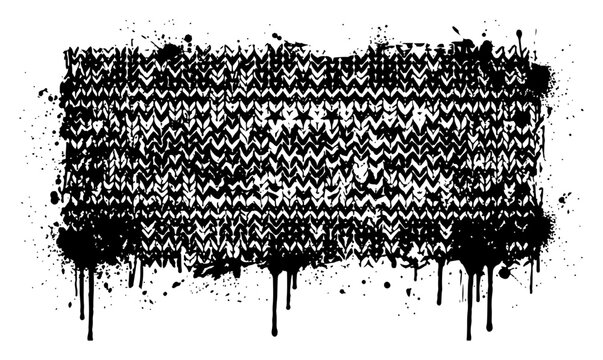 knitted chevron pattern banner with dripping paint borders in heavy grunge style