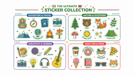 Obraz premium Colorful sticker icons on white background.