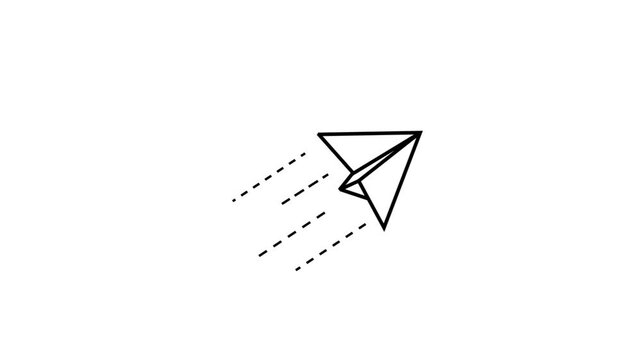 animated flying paper airplane icon, paper airplane animation, sending message