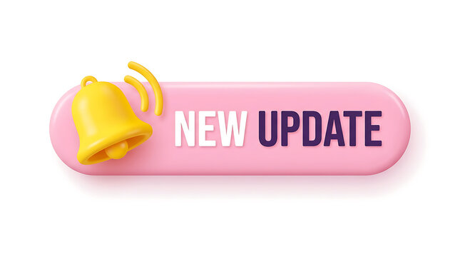 Pink notification button with yellow update icon