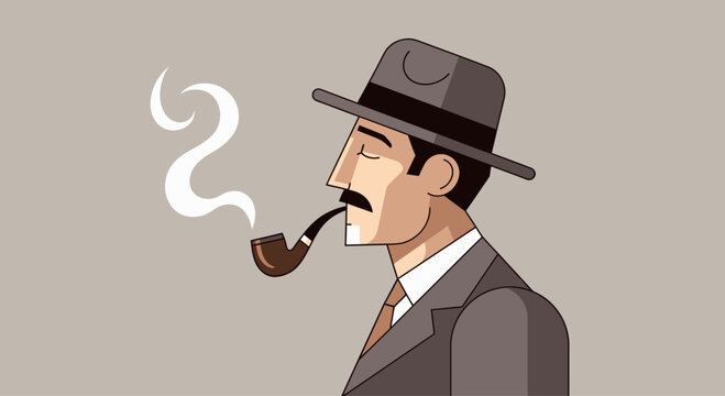 Vintage Man Smoking Pipe