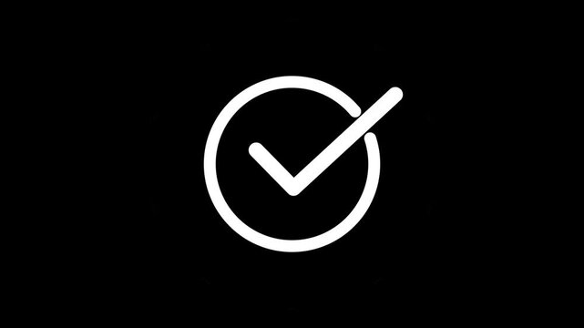 Successfully completed icon animation isolated on black background
