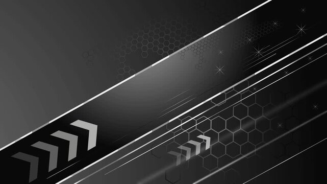 Abstract tech background with diagonal lines glowing arrows and hexagon pattern modern motion style animation