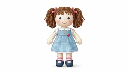 Fototapeta premium Cute little girl doll toy figure.