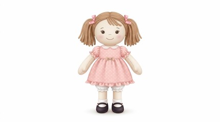Fototapeta premium Cute plush doll with pink dress.