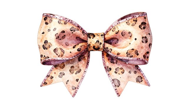 Decorative Coquette Bow with Leopard Print Pattern and Glitzy Sequined Edging
