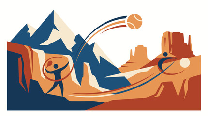 Fototapeta premium National Park Inspired Tennis Illustration