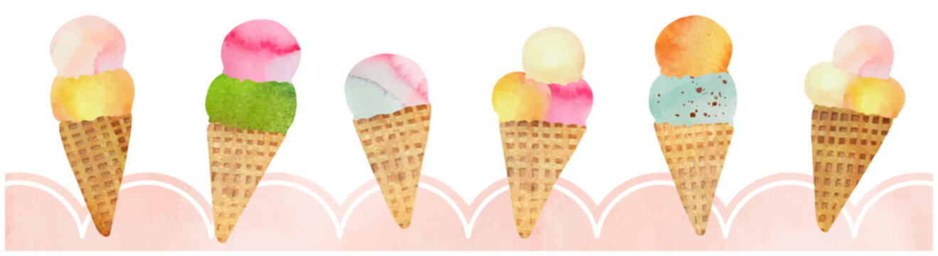 Watercolor Icecream Cones Collection
