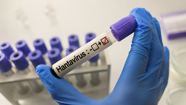 Hand in Blue Glove Holding Test Tube Labeled Hemolysis-edta in Laboratory Setting with Blood Samples