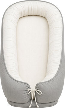 Grey baby lounger nest isolated on transparent background