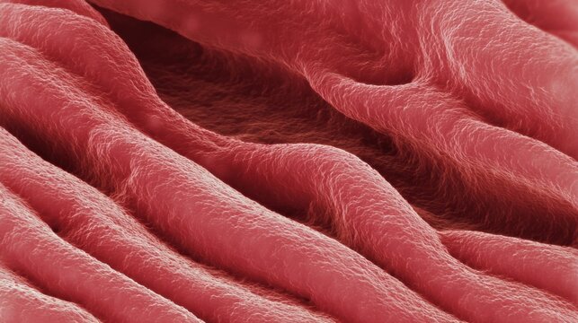Macro view of stomach mucosal folds showing rugae and texture in clinical setting