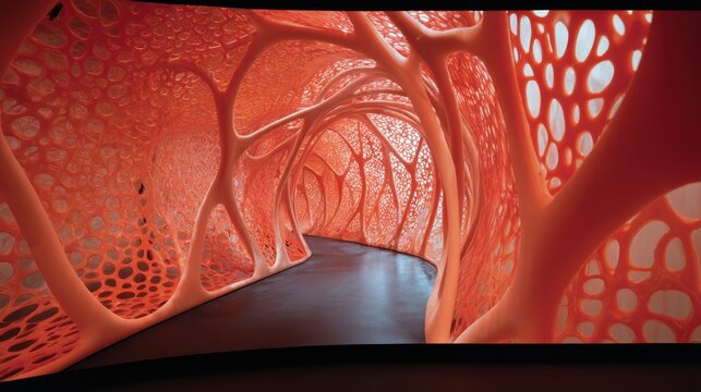 View of airway structures shown during guided bronchoscopy in soft lighting