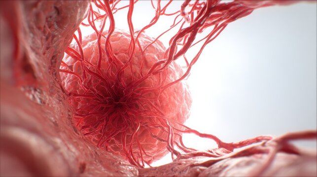 A hepatic lobule with central vein and sinusoid-like structures on a sterile white field
