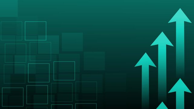 Abstract background with rising arrows and square patterns, symbolizing growth progress success and business increase animation
