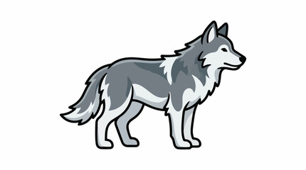 Obraz premium A cartoon-style illustration of a gray wolf