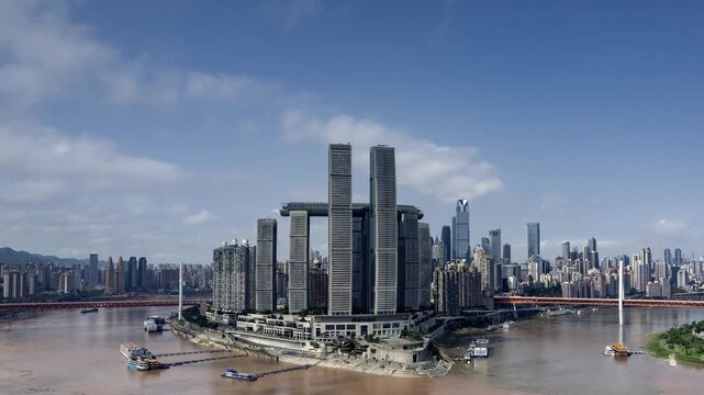Chongqing cyberpunk city skyline fast loop