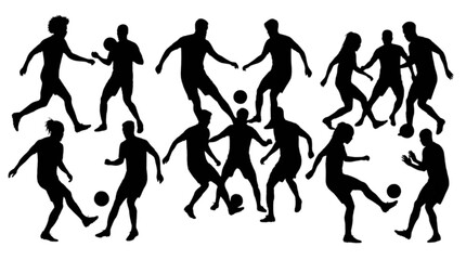 Obraz premium Group of people running in a row or jogging exercise silhouette vector illustration