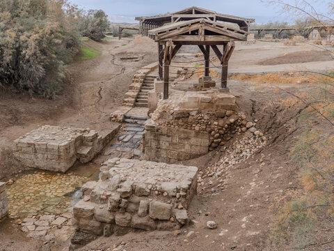 Jordan, Bethany where Jesus was baptized close up