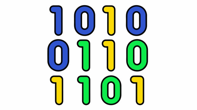 A colorful graphic illustration of binary code
