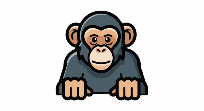 A cartoon monkey with a gray body and light brown face
