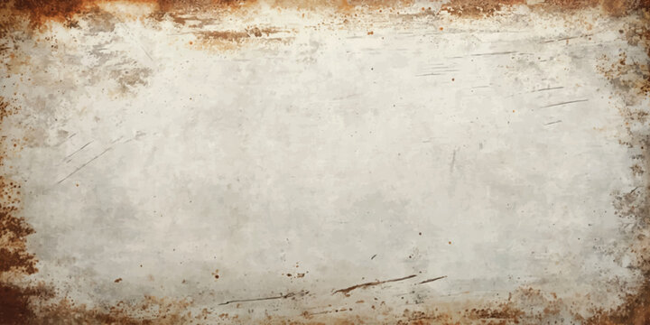 Grungy Rusted Metal Texture Background with Weathered White Center