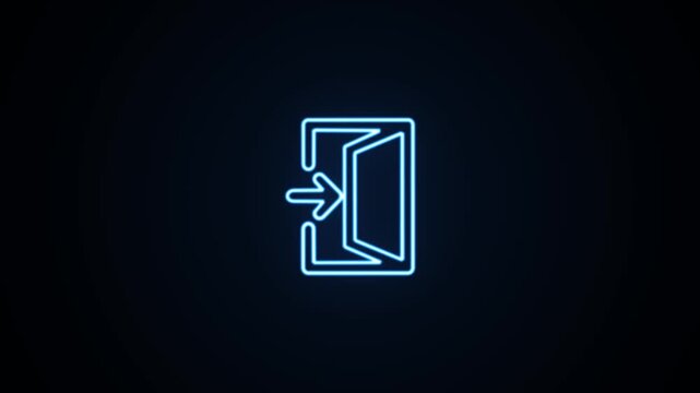 Blue neon enter icon