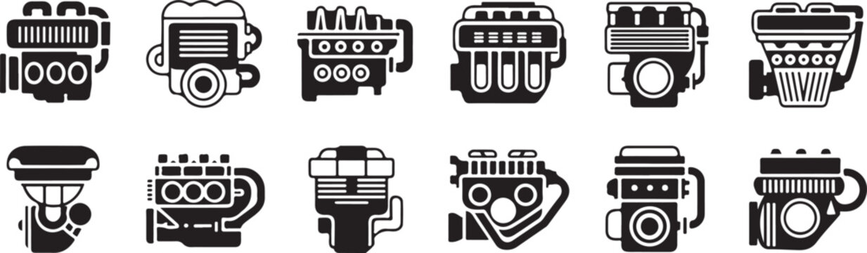 Set of mechanical internal combustion engine parts for heavy machinery automotive repair and industrial engineering component.