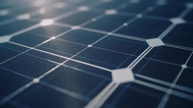 微細な結晶パターンと白い導線が見える多結晶太陽電池のテクスチャ