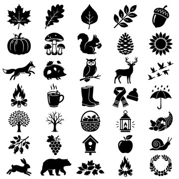 Autumn fall season icons set vector illustration