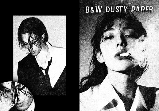 BW Dusty Paper Poster Effect For Poster And Print Design