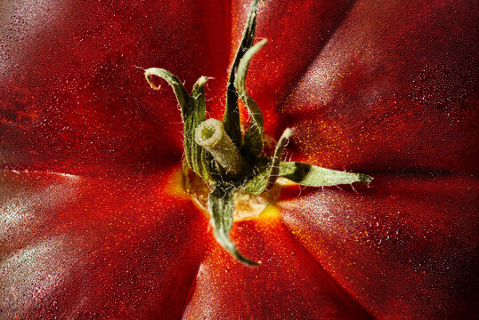 Macro View of Fresh Red Heirloom Tomato