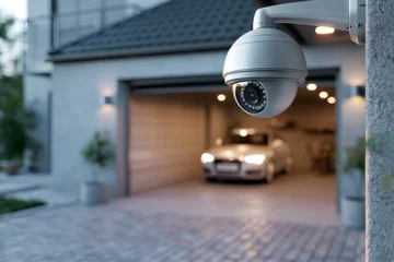 Security camera monitoring home garage with parked car © Lubos Chlubny