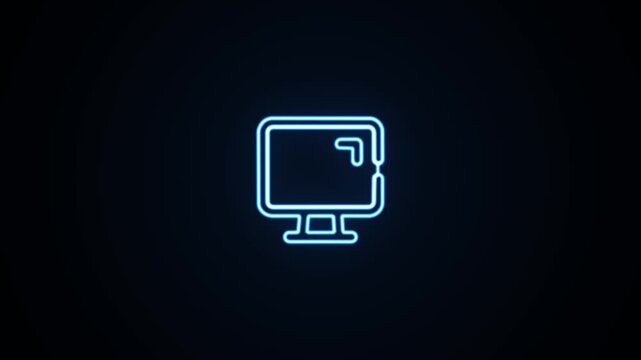 Blue neon line computer monitor