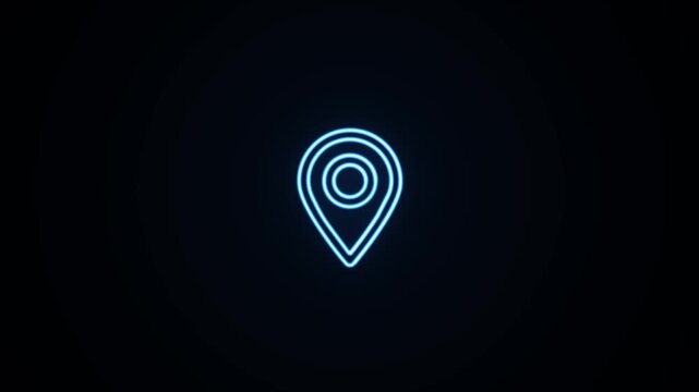 Blue neon location pin icon