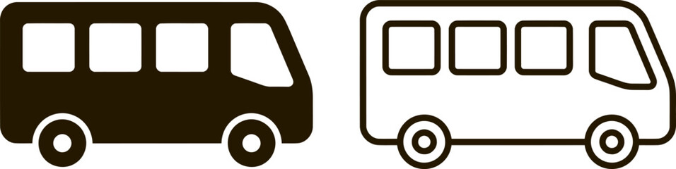 Bus icon set minibus vector symbol © VectoLover