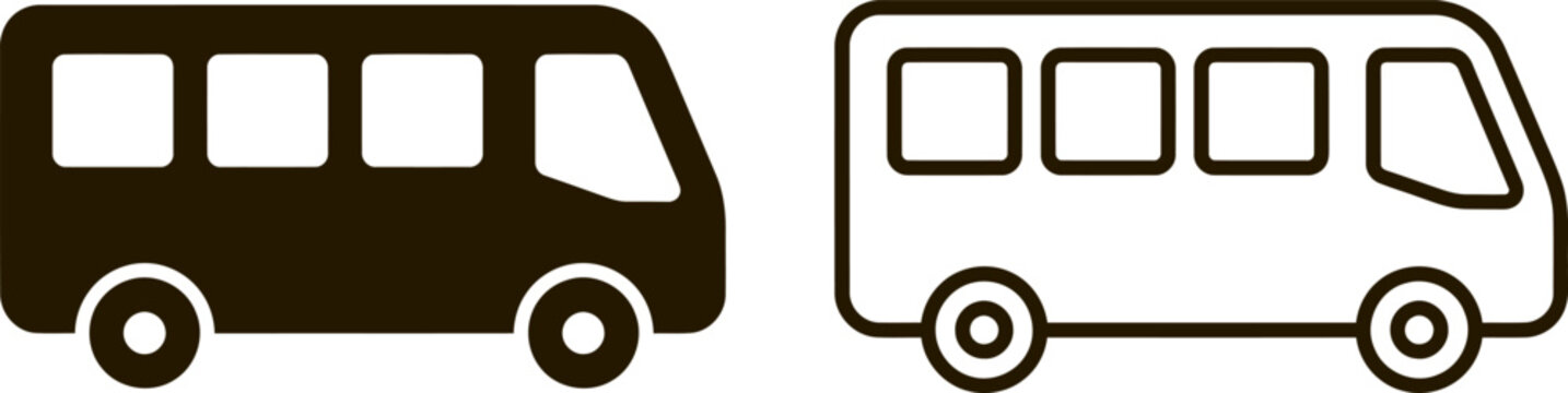 Bus icon set minibus vector symbol