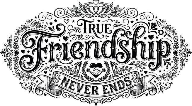 True friendship never ends heartfelt illustration for friendship day