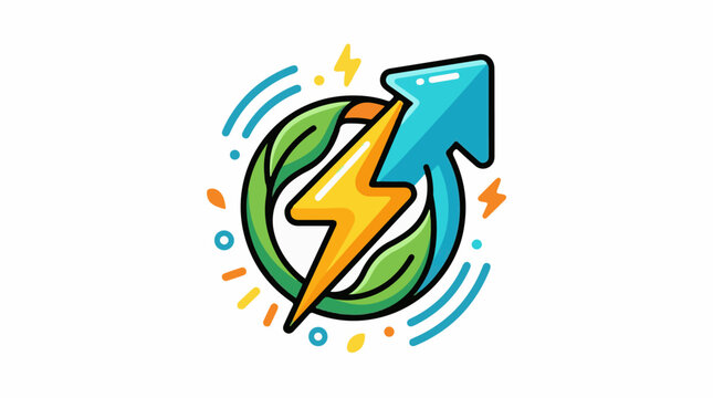A stylized illustration of a lightning bolt intersecting with an upward arrow