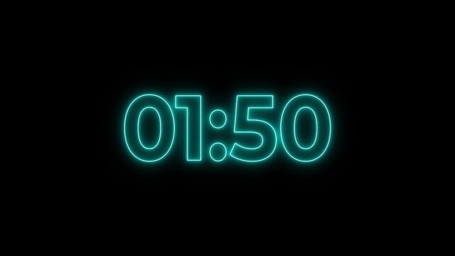 2 Minutes countdown timer with black background. 4K UHD countdown animation. Digital clock timer 2 to 0. no Sound. , 2:00 minutes displays a timer counting down minutes and seconds