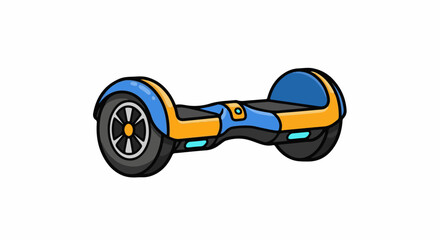 Obraz premium A blue and orange hoverboard with black wheels