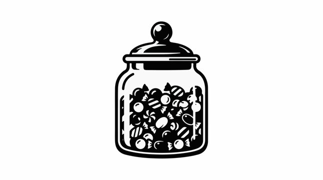 A jar filled with various candies