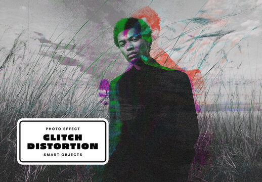 Glitch Distortion Photo Effect For Poster And Social Media Design