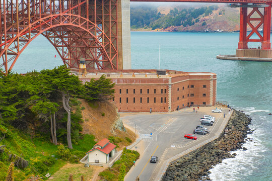 Fort Point National Historic Site at Golden Gate Bridge in Presidio of San Francisco National Park Site, San Francisco, California CA, USA. 