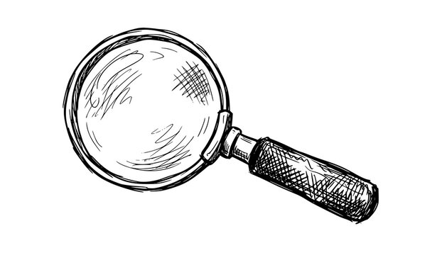 Hand drawn magnifying glass sketch vector illustration