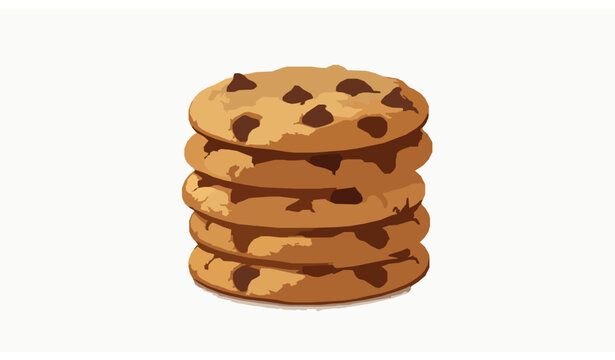 Fresh baked chocolate chip cookies stack vector design