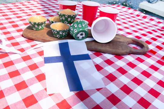 Finland Football Party with Cakes, Bunting and Match Day Celebrations